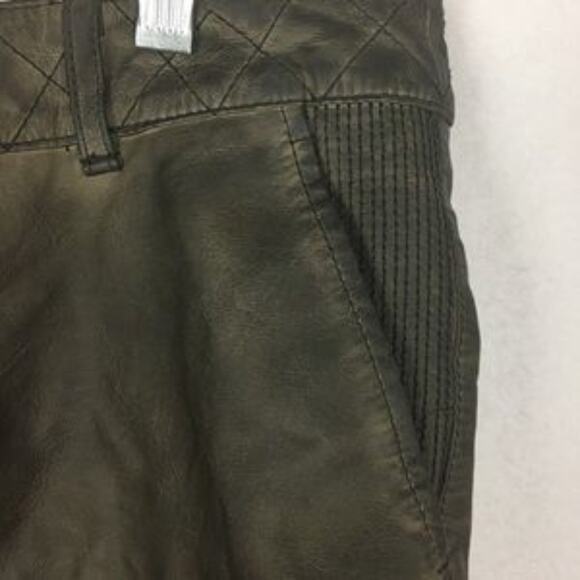 Pilcro and the Letterpress Brown Khaki Vegan Leather Shorts 28 - Picture 3 of 8